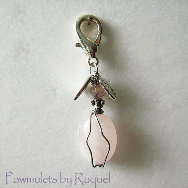rose quartz oval pet amulet